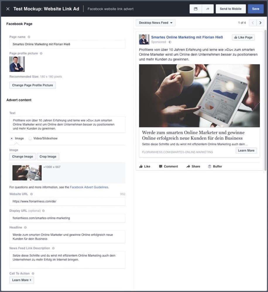Facebook Creative Hub Mockup erstellen